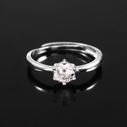 Single Stone Solitaire Ring 925 Stering Silver