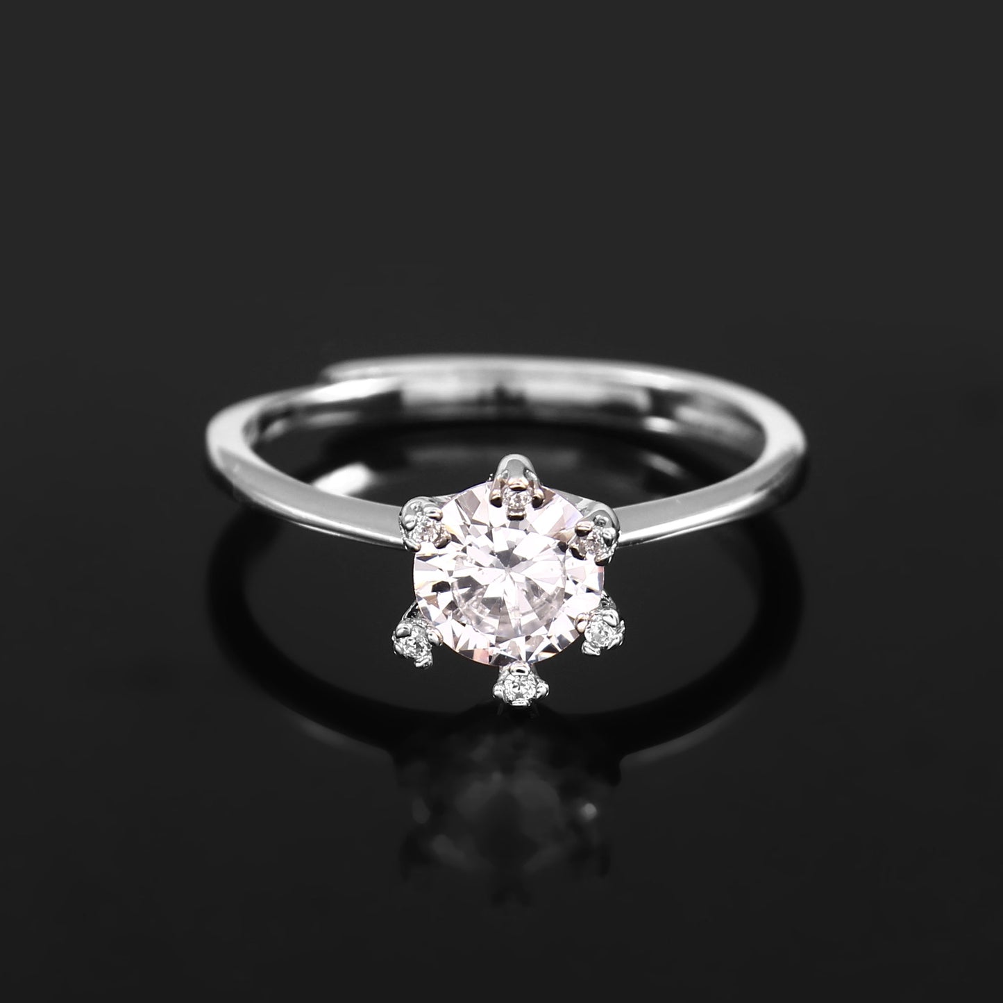 Flower Solitaire ring 925 Sterling Silver