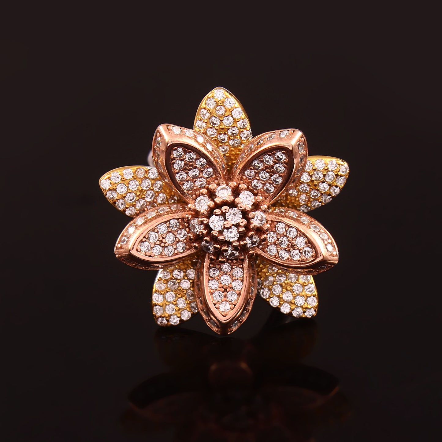 Double Flower Heavy Ring 925 Sterling Silver