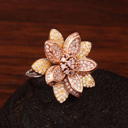 Double Flower Heavy Ring 925 Sterling Silver