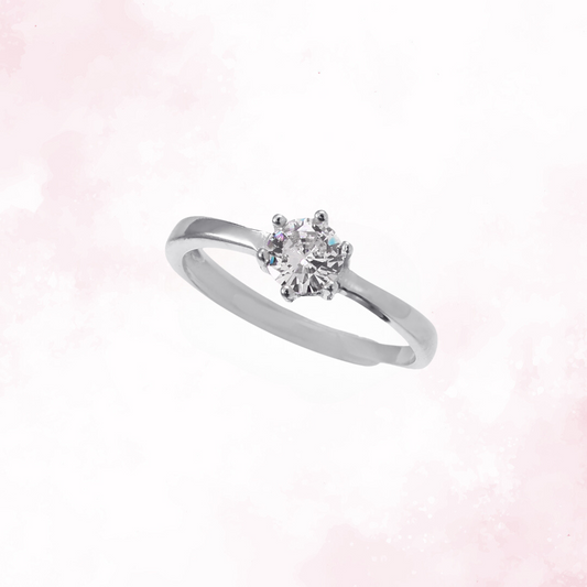 Single Stone Solitaire Ring 925 Stering Silver