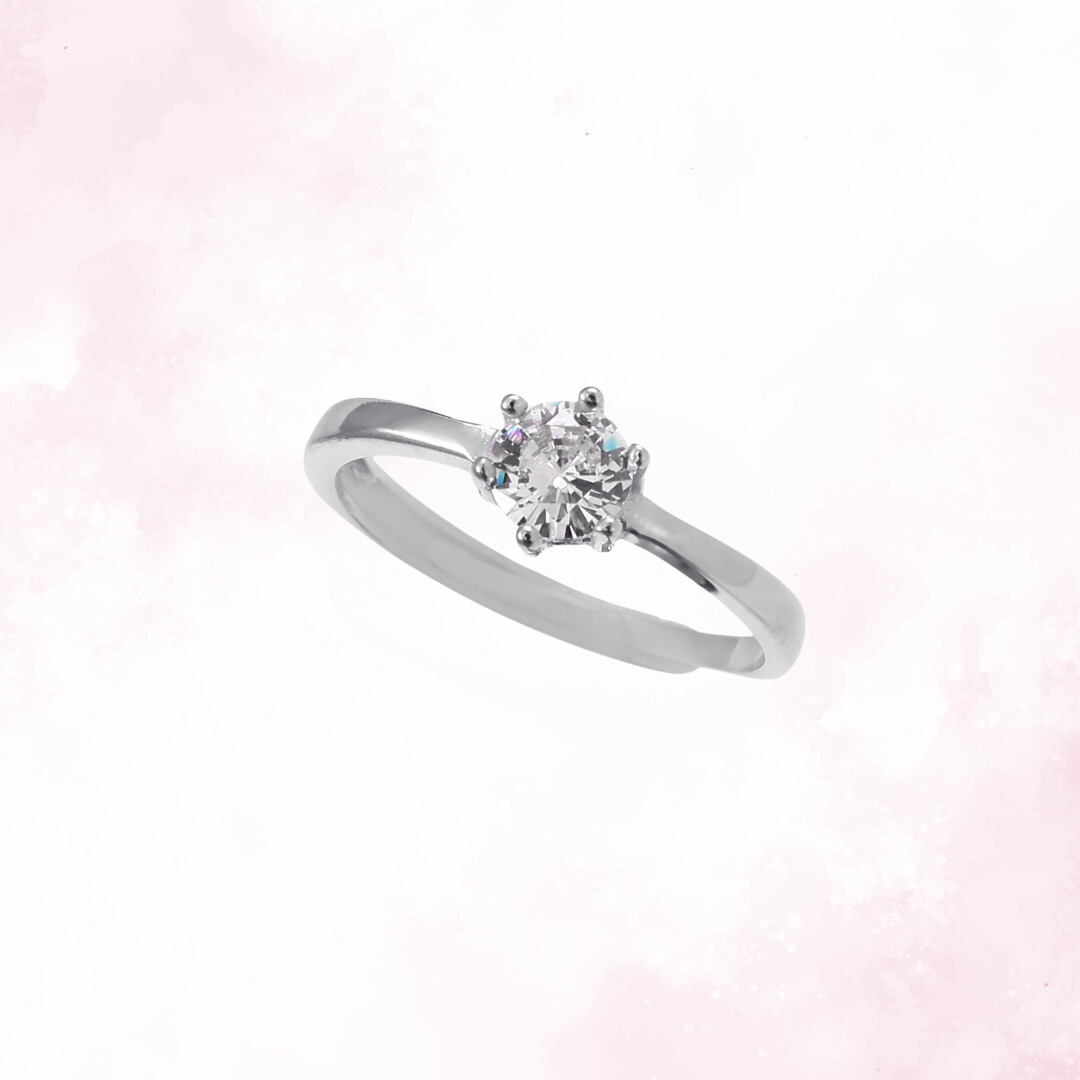 Single Stone Solitaire Ring 925 Stering Silver